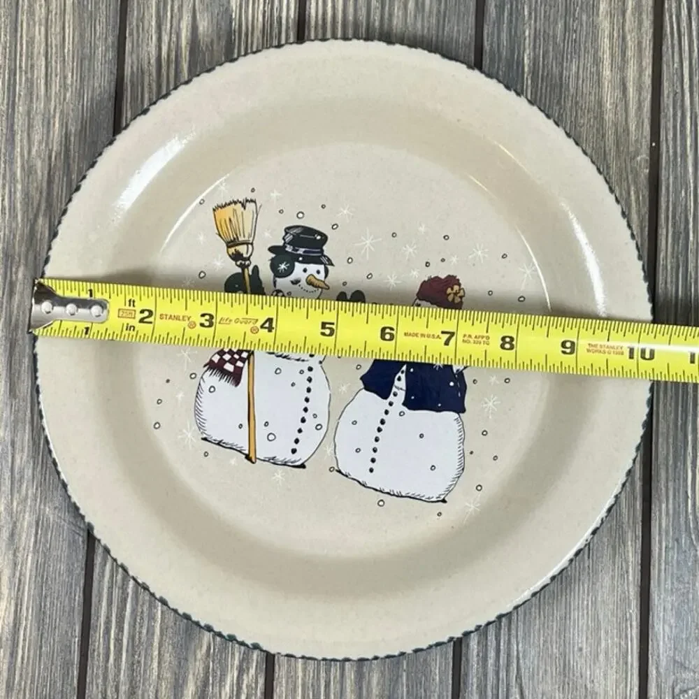 Snowman Casey Pottery Serving Plate Decor Made In USA Marshall Texas 10” Vintage